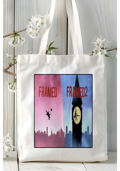 Art Hediye Framed Mobil Oyun Baskılı Bez Çanta Omuz Çantası Çift Tafaflı Baskı Kişiye Özel 6 Çok Renkli