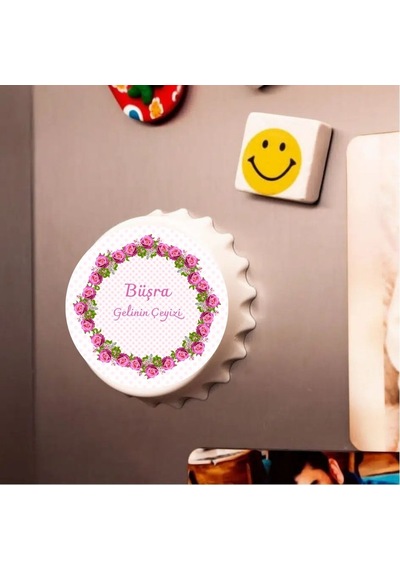 Kişiye Özel Gelin Çeyizi Çiçekli Magnet - 10 Adet Set
