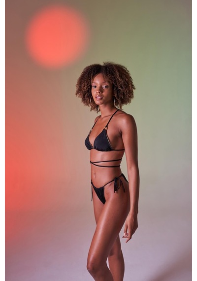 Holly Lolly Bağcıklı U Kesim Brezilya Model Slim Delphi Bikini Altı Siyah