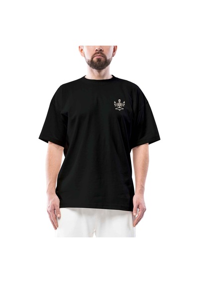 İn Coffe We Trust İskelet Streetwear Siyah Oversize Tişört