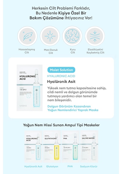 Missha Hyalüronik Asit İçerikli Nemlendirici Yaprak Maske 1 Adet Mascure Hydra Solution Sheet Mask