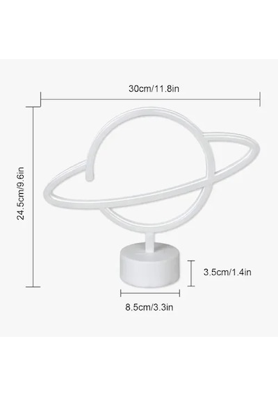 Neon Işıklı Satürn Lamba Pil + Usb