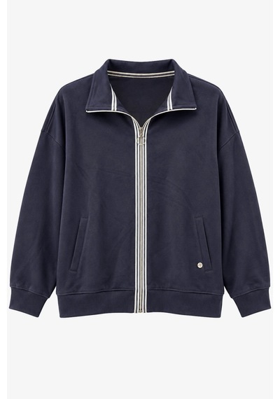Bb Butik Basic Fermuar Detaylı Dik Yaka Oversize Mevsimlik Sweatshirt Fk3535 Lacivert