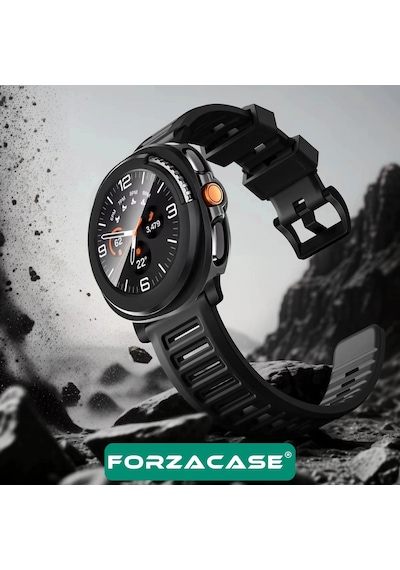 Forzacase Samsung Uyumlu Galaxy Watch 8 Classic 46mm İçin Ekran Korumalı Sert Rubber Kılıf Fc015