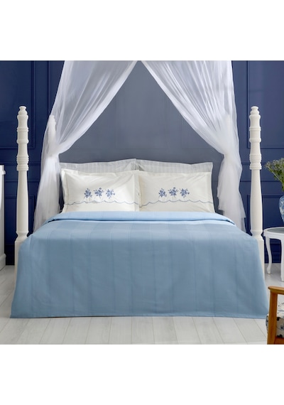 Karaca Home Virelle %100 Pamuk Nish Set Çift Kişilik Pike Takımı Mavi