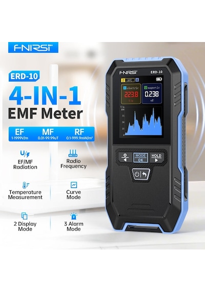 Fnırsı Erd-10 4'ü 1 Arada Elektromanyetik Radyasyon Dedektörü Emf Ölçer