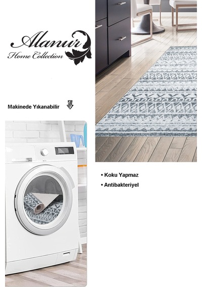 Dekoreko Kaymaz Taban Djt Mutfak Halısı Trend Iskandinav F5078 lacivert