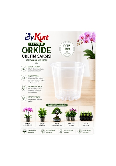 Orkide Toprağı Değişim Seti 2 Adet Orkide Üretim Saksısı Cocohusk Çam Kabuğu Kil Bilyesi Bykurt