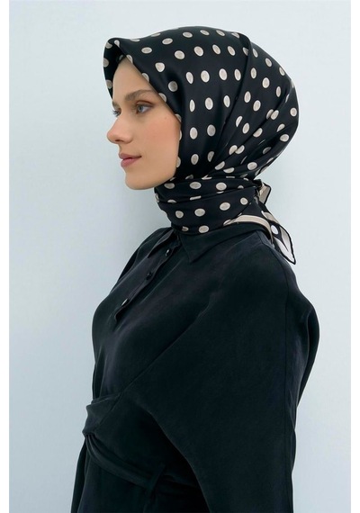 Armine İpek Eşarp 2026 Yaz - 9544-01 Siyah Twill