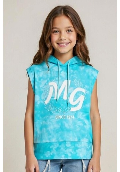 Riccotarz Kız Çocuk Üzeri Mg Yazı Ve Yaprak Detaylı Kapüşonlu Kolsuz Turkuaz Sweatshirt Turkuaz Riccotarz Kız Çocuk Üzeri Mg Yazı Ve Yaprak Detaylı Kapüşonlu Kolsuz Turkuaz Sweatshirt Turkuaz