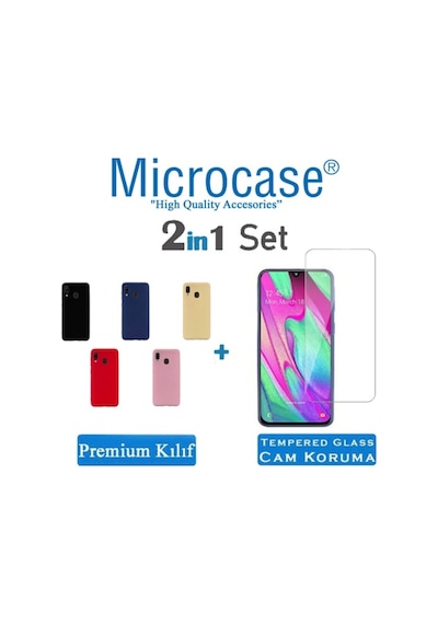 Samsung Galaxy Uyumlu A40 Premium Matte Silikon Kilif + Cam (Seçin) 342899206