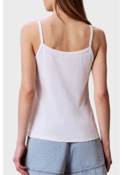 Calvin Klein Pamuklu Regular Fit Logolu Kare Yaka İp Askılı Top Lv047g208gyaf Bayan Top Lv047g208g Yaf Beyaz