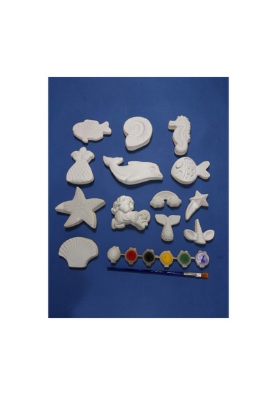13 Adet Deniz Temalı Ve Unicorn Büyük Boy Taş Boyama Seti Anne, Çocuk, Yetişkin Etkinlik, Workshop