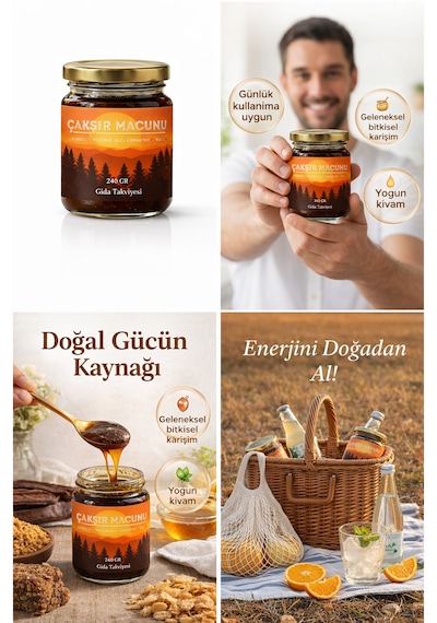 Çakşır Macunu, Panax, Çakşır Otu Bal Bitkisel Karışım Güç Kuvvet Macun 240gr 2'li Paket