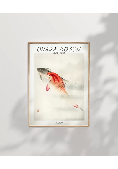 Çerçevesiz Poster Ohara Koson İki Sazan
