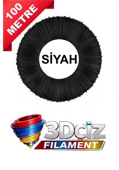 Pla 3d Kalem Filament Pla Siyah Renk 5x20 Metre 100 Metre Pla Filament