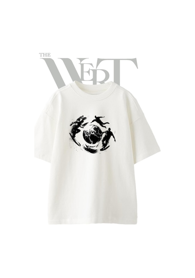 Thewert Dunya Sporlari Tasarım Baskılı Ünisex Beyaz Oversize T-shirt