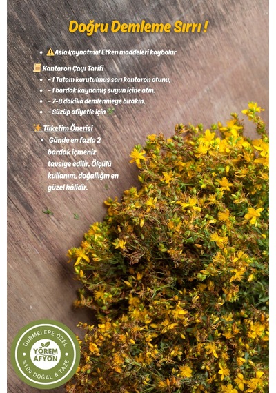Yörem Afyon Meşhur Muğla Kantaron Çiçeği Otu, Kuzukıran, Kılıçotu, Hypericum Perforatum 80gr.