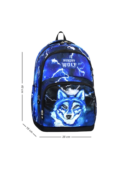 3 Göz Hungry Wolf Kurt Okul Çantası + Termal Beslenme + Kalemlik + Anahtarlık + Suluk Kurt Çanta