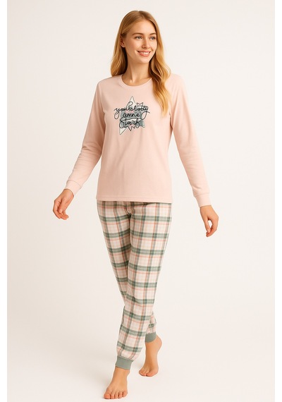 Mutlu City Kadın Yumuşak Doku Termal Pijama Takımı 42050 Somon