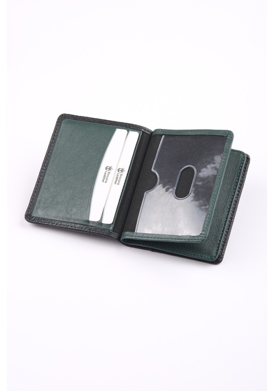 Ancora Leather Hakiki Deri Kartlık-26207 Siyah - Yeşil
