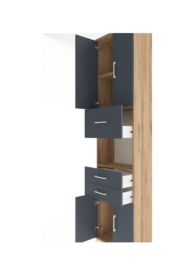 Arges Dolap 3 Raflı 3 Çekmeceli 4 Kapaklı 60x30x243 Çam-antrasit Atlas Çam