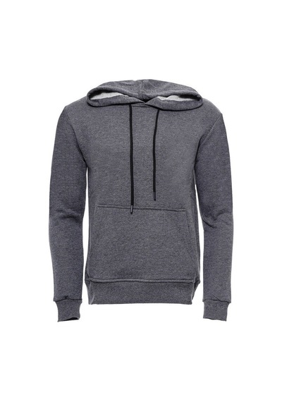 Wessi Kapşonlu Cepli Düz Füme Erkek Sweatshirt Füme