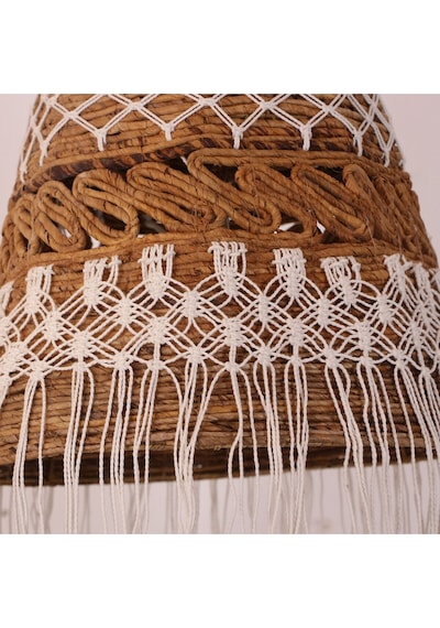 Medusa Doğal Abaka Ve Makrome 50x115 Cm Avize Bej