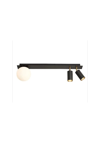 Rsylight Retro Masa Üstü 3 Lü 180derce Ledli Beyaz Opal Camlı Led Spot Beyaz Ampüllü Siyah