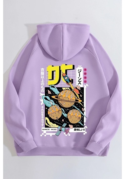 Uyguntarz Unisex Tokoyaki Baskılı Sweatshirt Lila