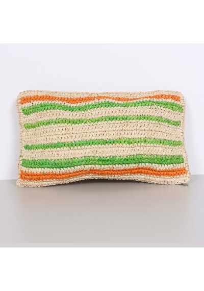 Çift Yön Örgü 30x50 Cm. Doğal Renkli Rafya Kırlent Mix