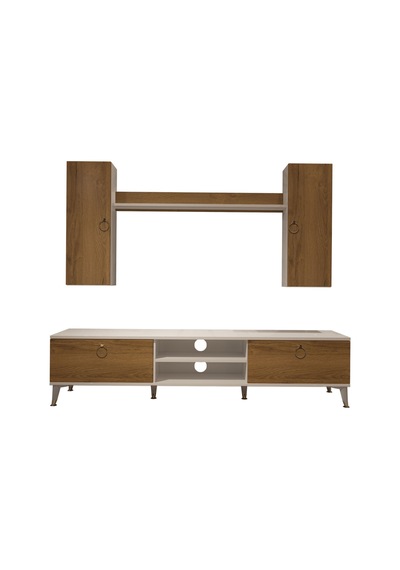 Decoraktiv Eko 7 Mdf Dvd Gold Tv Ünitesi Tv Sehpası - Beyaz Pera Beyaz - Meşe