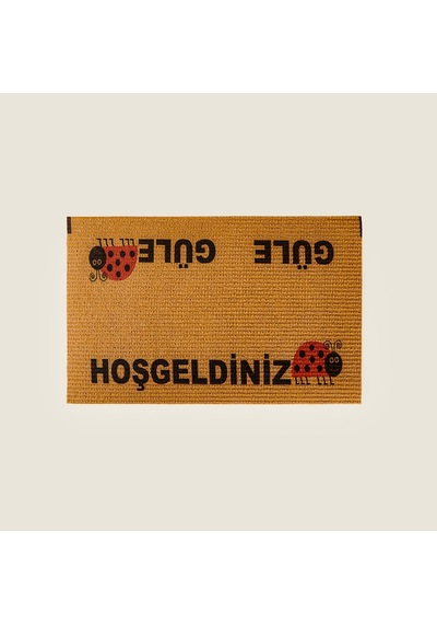 Güle Güle Kapı Önü Paspası - Bej - 40x60 Cm Çok Renkli