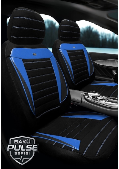 Mitsubishi Space Star Hatcback Diğer 2013-2018 Uy Tegin Pulse Serisi Raşel Siyah Mavi Koltuk Kılıfı