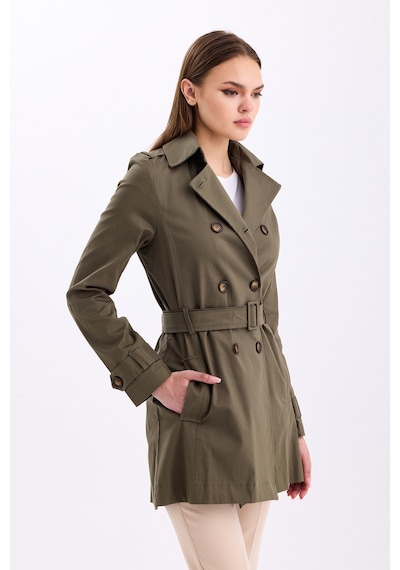 Pastelastore Esnek Pamuk Gabardin Kısa 80cm Omuz Apoletli Kemerli Kadın Trençkot 1120 Haki Yeşil Pastelastore Esnek Pamuk Gabardin Kısa 80cm Omuz Apoletli Kemerli Kadın Trençkot 1120 Haki Yeşil