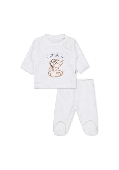Albimini Minidamla Filli Nakış Patikli 2li 1-6 Ay Pijama Takımı - Ekru