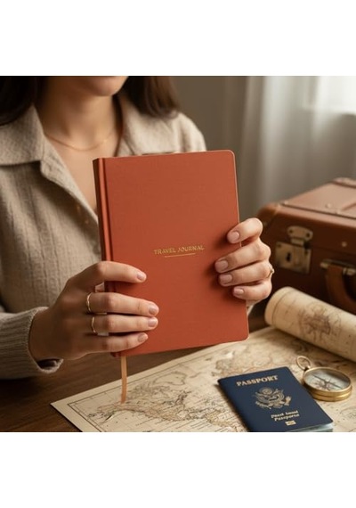 Travel Journal Sert Kapaklı Seyahat Günlüğü, A5 Boyutunda, Planlama &amp Anı Alanı Anı Defteri Kiremit Genel