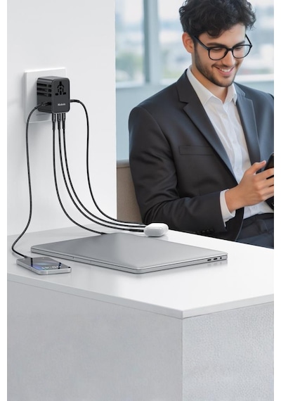 Mcdodo Cp-6140 100w 3c1a Universal Seyahat Adaptörü Typec Kablolu Siyah
