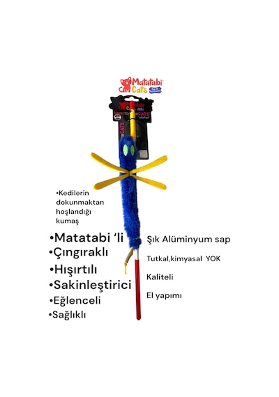 Matatabi Cats Sinek Alüminyum Saplı Kedi Oltası Matatabi,çıngırak Ve Özel Hışırtı İçerir.özel Kumaş