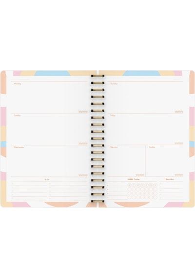 Süresiz Planlayıcı Spiralli Ajanda Defter Lotus 17x24 Cm Çok Renkli