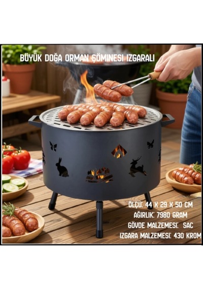 Uyguna-yakala 44cm-29cm-50cm Büyük Izgaralı Doğa-orman Şöminesi-ykt.263