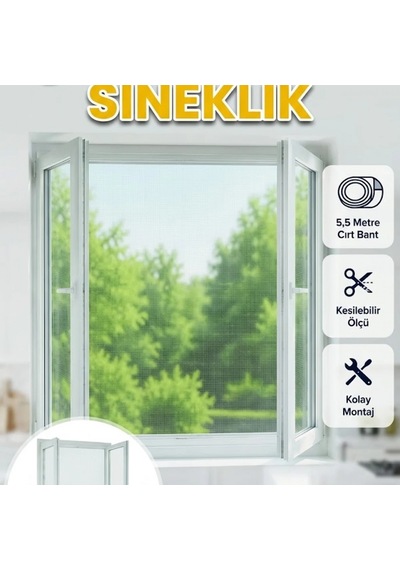 Pencere İçin Çift Kanatlı Cırt Bantlı Sineklik Kolay Takılan File