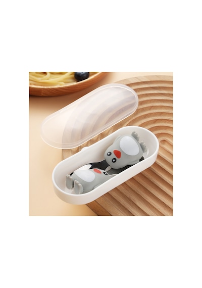Penguen Figürlü Premium Çocuk Bpa Free Silikon Sap Paslanmaz Çelik Uçlu Çatal-kaşık Set 9+ Ay