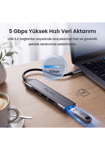 Veggieg 4 Portlu Type-c To Usb 3.0 + 3 Usb 2.0 Çoklayıcı Dönüştürücü Usb Hub