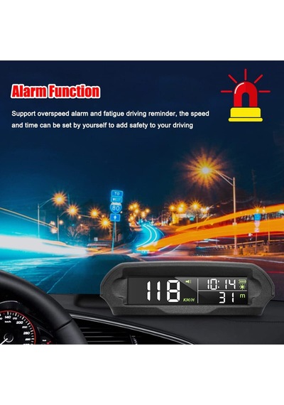 Gps Hız Göstergesi Hud Ekran Güneş Enerjili Dijital Kilometre Sayacı-head Up Display