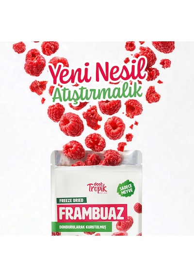 Dondurularak Kurutulmuş Frambuaz 18 G Freeze Dried Meyve Cipsi Çıtır Meyve Kurusu 2 Adet