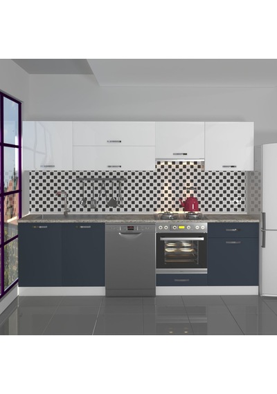 Decoraktiv Elite 280y Ank Mdf Hazır Mutfak Dolabı - Tezgah Dahil - Antrasit Beyaz Antrasit - Beyaz