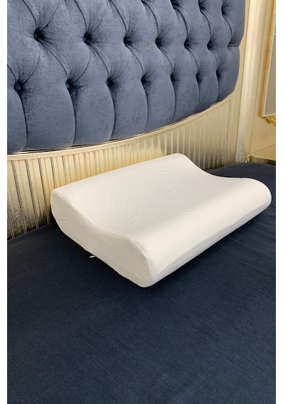 Rudu Medical/medikal, Boyun Destekli Çift Taraflı Ortopedik Visco Visko Yastık 51x41x13-11cm 1250gr Beyaz