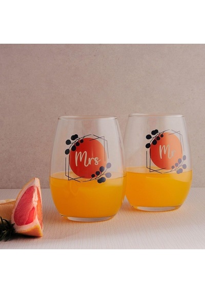 Mr & Mrs 2'li Meşrubat Bardağı Çok Renkli