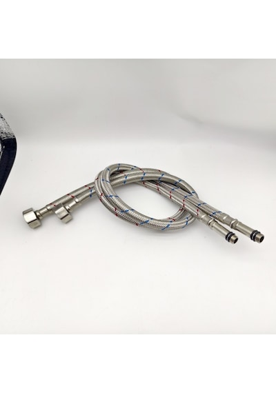 Flex Hortum 3/8" Erkek 1/2" Dişi 60cm 3/8-1/2 M/f Paslanmaz Çelik Örgülü 2 Adet Sıcak Soğuk Renkli